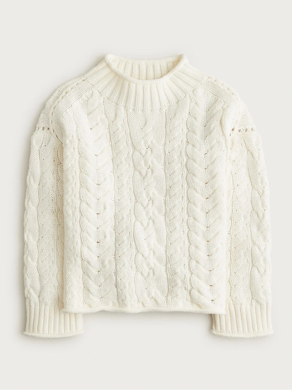 J. Crew 2025 Rollneck™ cable-knit sweater in Ivory Size Large NWT